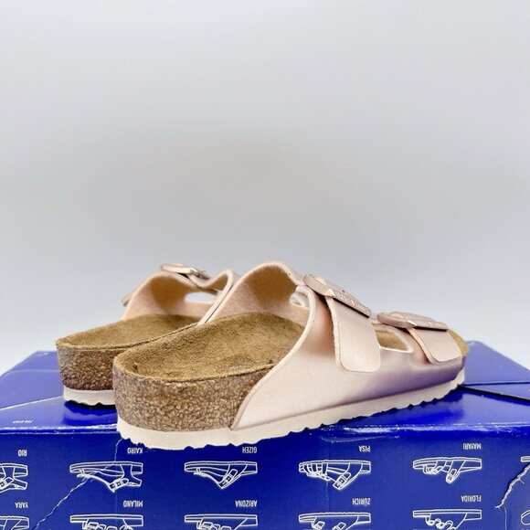 Birkenstock Arizona Birko Flor Kids Sandal Metallic Copper Pink EU 32 US 1- 1.5 - Picture 6 of 14